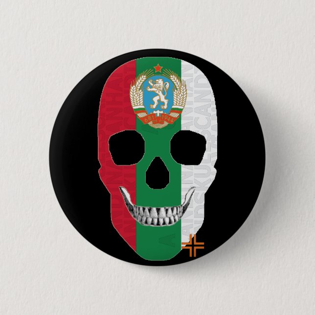 HANDSKULL Bulgarien Round Badge svart B2 Knapp (Framsida)