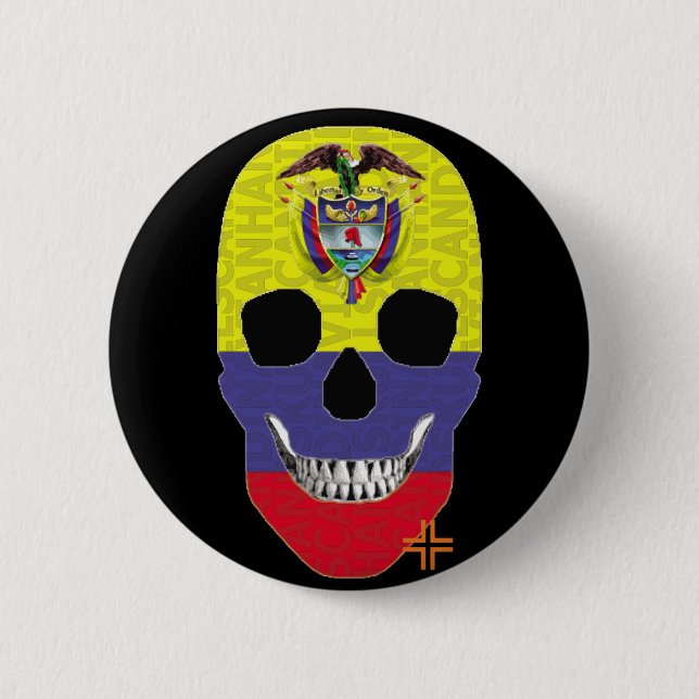 HANDSKULL Colombia Round Badge Black B2 Knapp (Framsida)