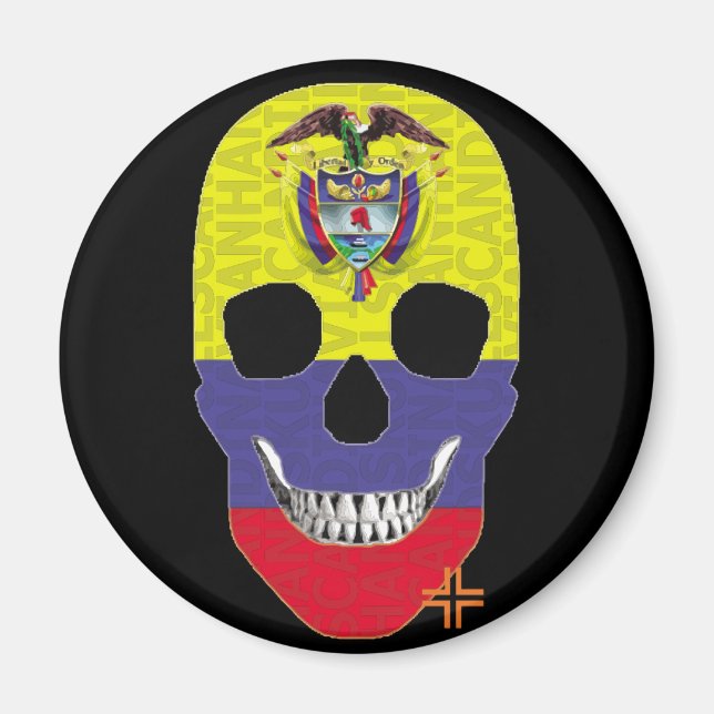 HANDSKULL Colombias runda magnet B2 (Framsidan)