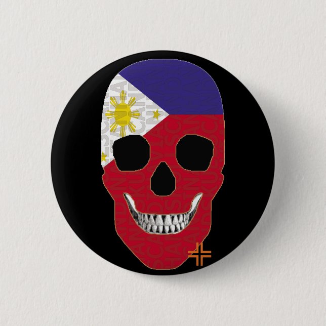 HANDSKULL Filippinerna Runge Badge Black B2 Knapp (Framsida)