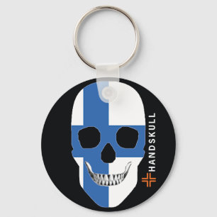 HANDSKULL Finland,Lycklig-skalle,Finland flagga Nyckelring