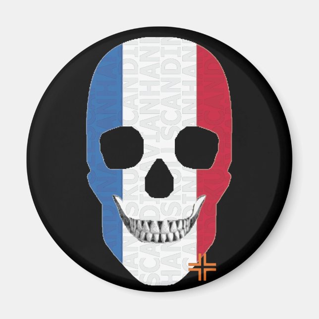 HANDSKULL Frankrike rund magnet B2 (Framsidan)