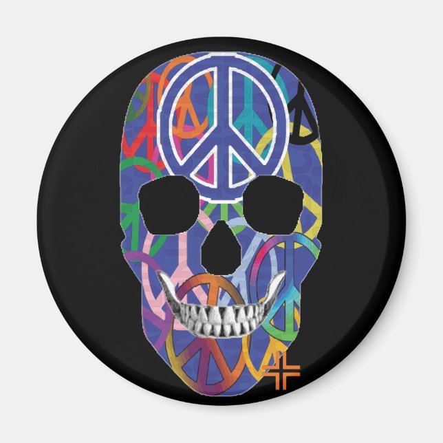 HANDSKULL Fredsrundmagnet B2 Magnet (Framsidan)