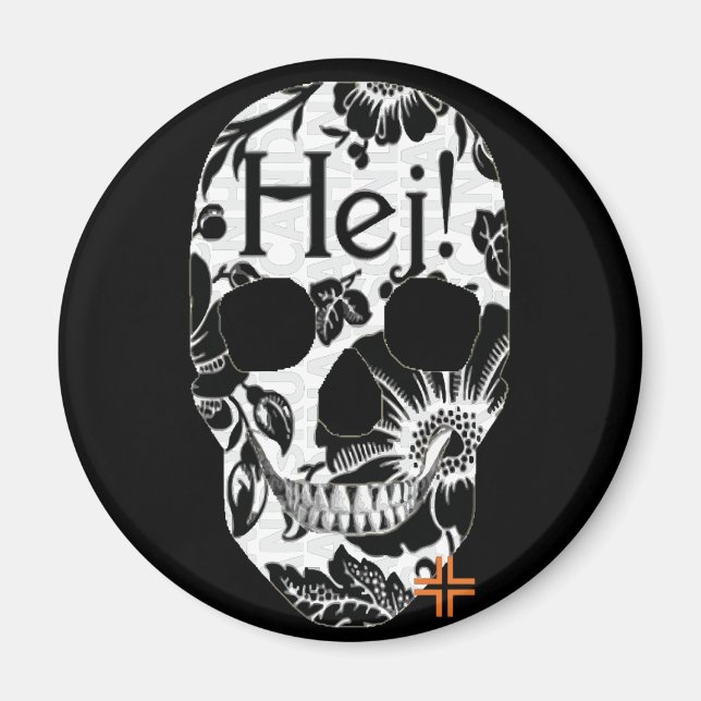HANDSKULL Hej runt magnet B2 (Framsidan)