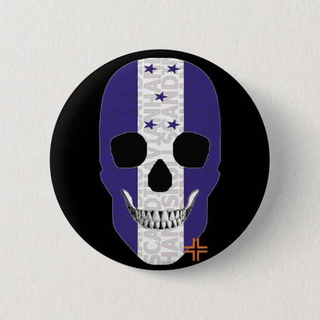 HANDSKULL Honduras Round Badge Black B2 Knapp (Framsida)