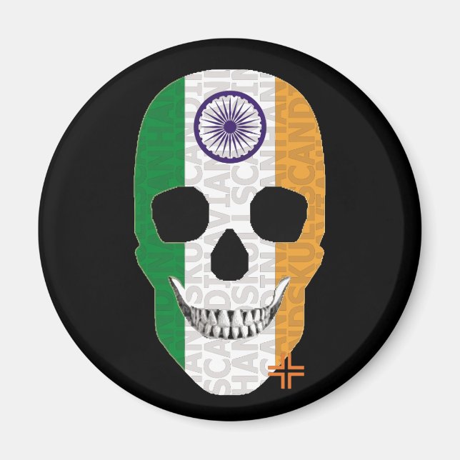 HANDSKULL Indien, runda magnet B2 (Framsidan)