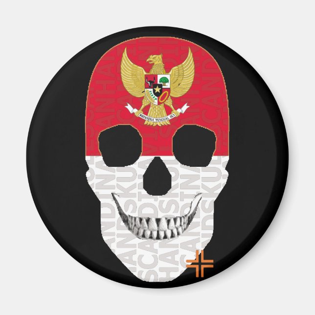 HANDSKULL Indonesien round magnet B2 (Framsidan)