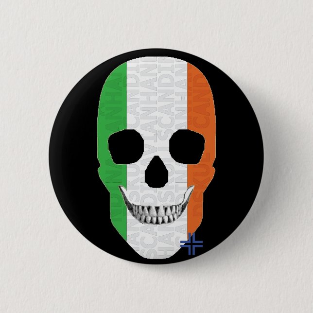HANDSKULL Ireland Round Badge Black B2 Knapp (Framsida)