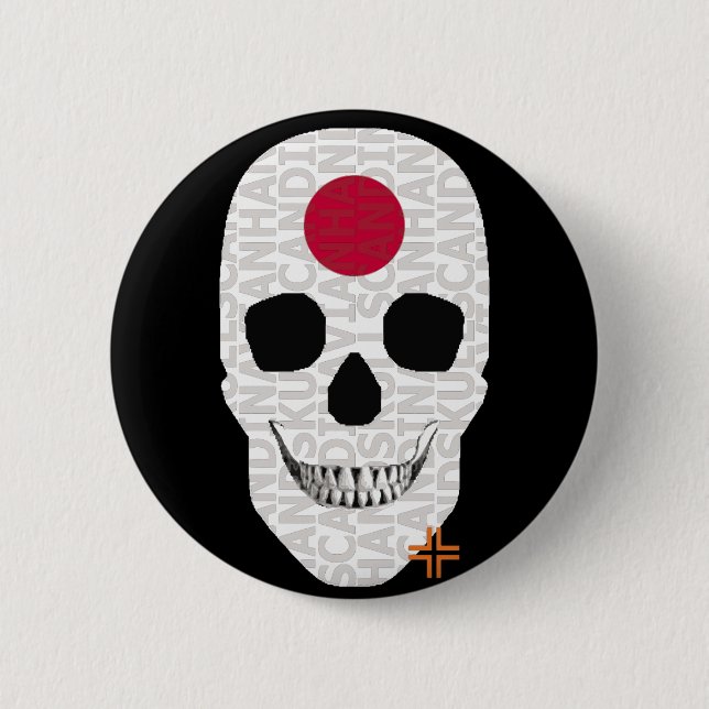 HANDSKULL Japan Round Badge svart B2 Knapp (Framsida)