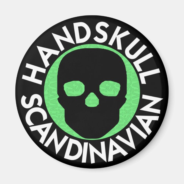 HANDSKULL LIV Harlequin round magnet P3 (Framsidan)