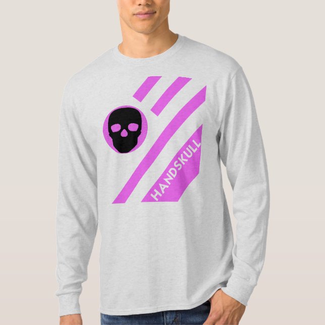 HANDSKULL LIV Shock rosa Pub T-Shirt Långärmad (Framsida)