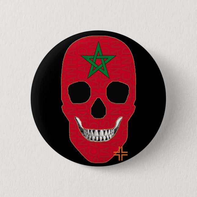 HANDSKULL Marocko Round Badge B2 Knapp (Framsida)