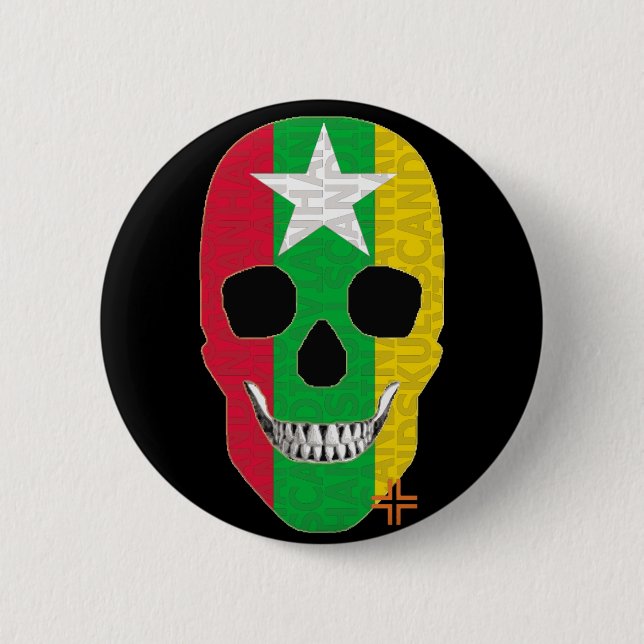 HANDSKULL Myanmar Round Badge Black B2 Knapp (Framsida)