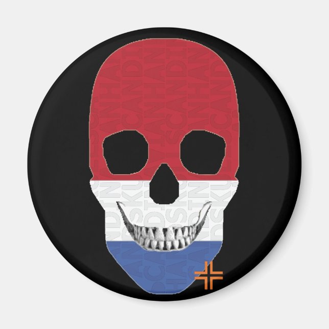 HANDSKULL Nederländska runda magnet B2 (Framsidan)