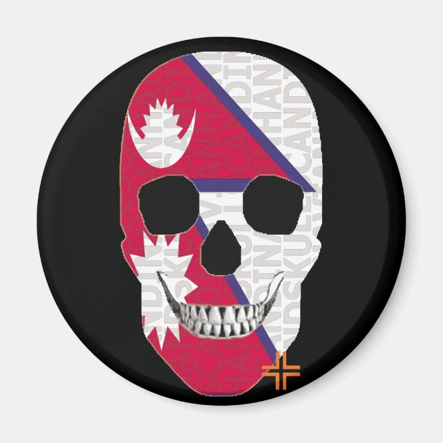 HANDSKULL Nepal, runda magnet B2 (Framsidan)