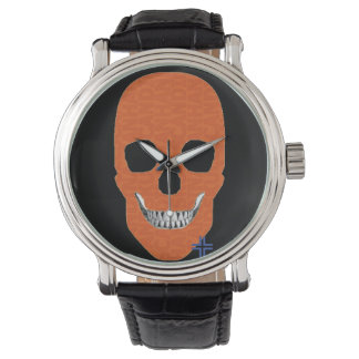HandSKULL-Orange av läder av manar B2 Armbandsur