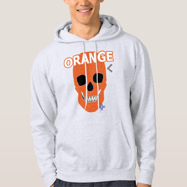 HANDSKULL Orange Hooded Sweatshirt B2 (Framsida)
