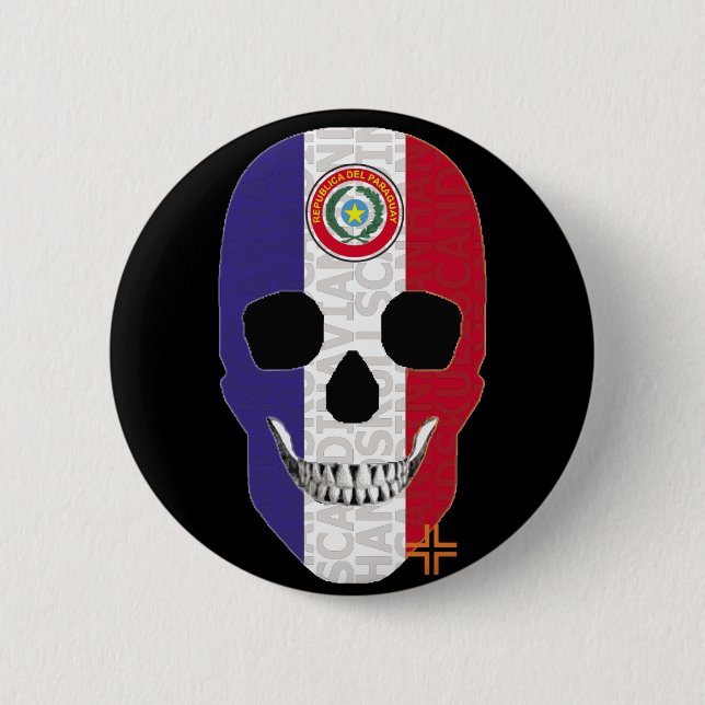 HANDSKULL Paraguay Round Badge Black B2 Knapp (Framsida)