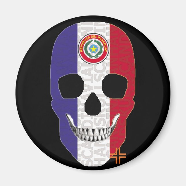 HANDSKULL Paraguay round    magnetB2 Magnet (Framsidan)