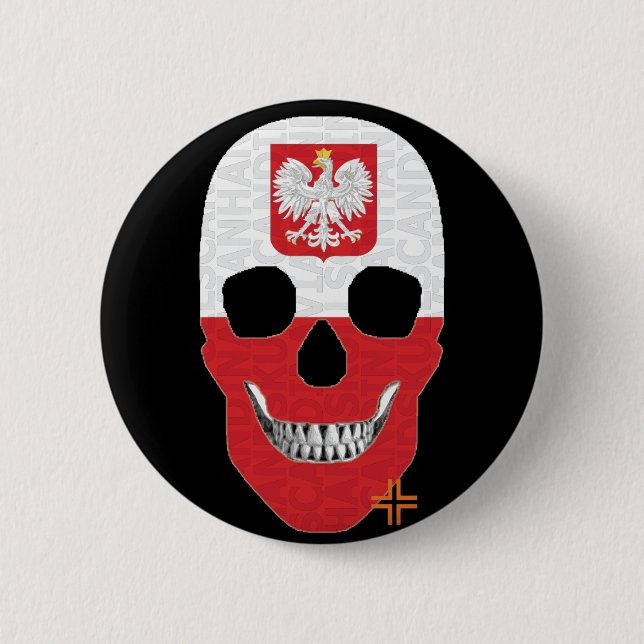 HANDSKULL Polen Round Badge Black B2 Knapp (Framsida)