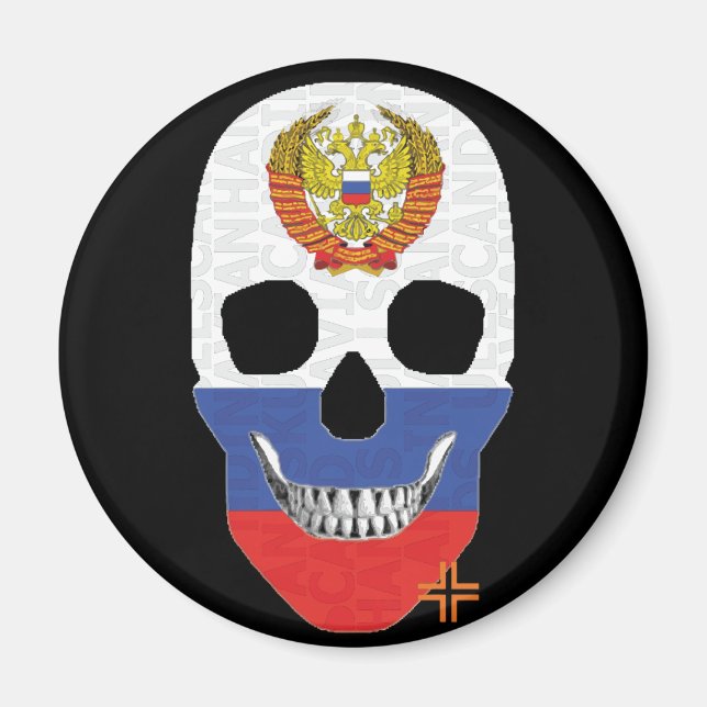 HANDSKULL Rysk rundmagnet B2 Magnet (Framsidan)