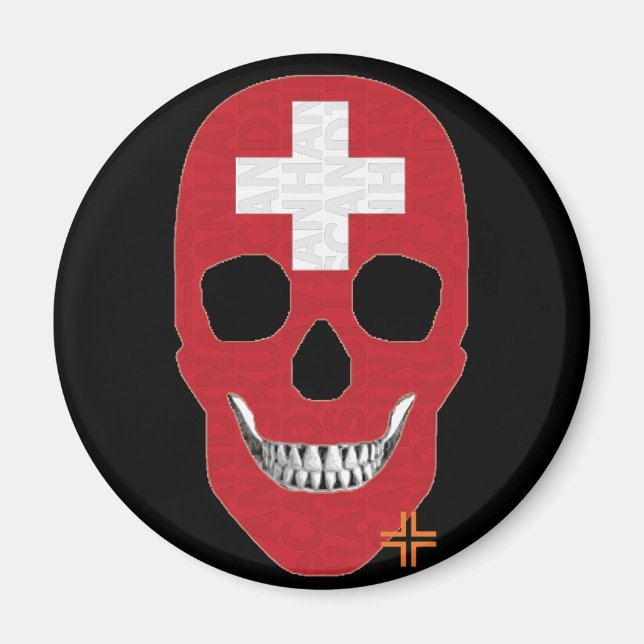 HANDSKULL Schweiz runda magnet B2 (Framsidan)
