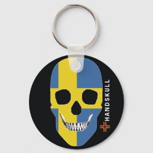 HANDSKULL Sverige,Lycklig skalle,Sverige flagga Nyckelring