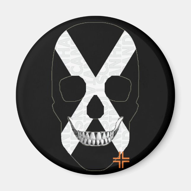 HANDSKULL Tribe round magnet B2 (Framsidan)
