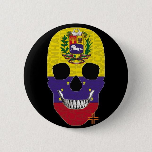 HANDSKULL Venezuela Round Badge Black B2 Knapp (Framsida)