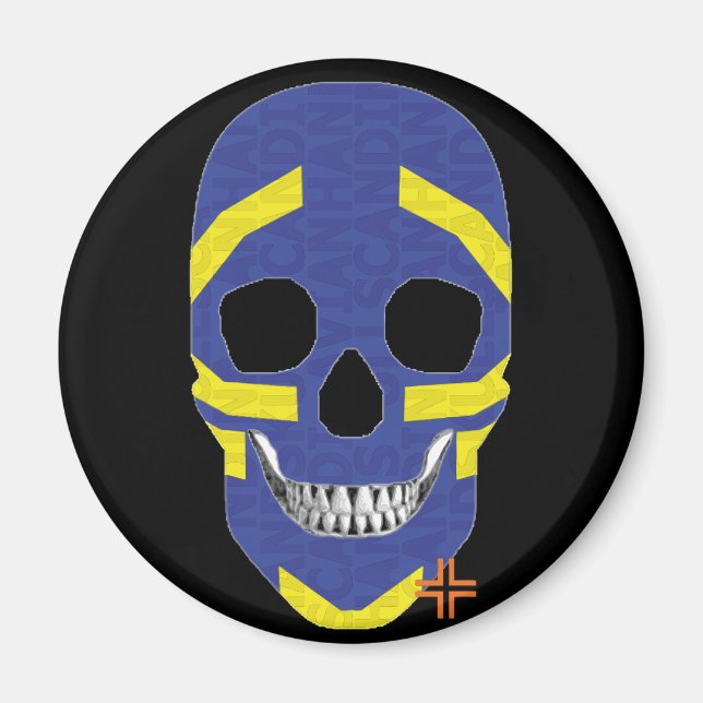 HANDSKULL Viking round magnet B2 (Framsidan)