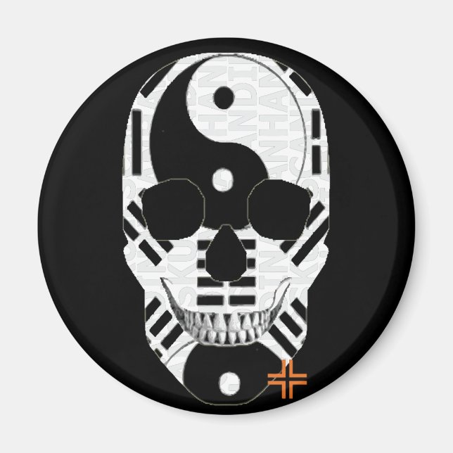 HANDSKULL Yin Yang round magnet B2 (Framsidan)