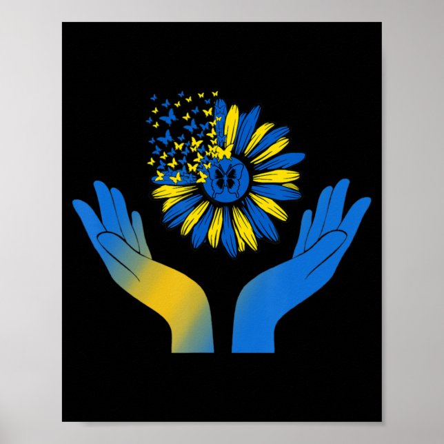 Handsolrosfjäril, ukrainskt Flagga Support Storbri Poster (Framsidan)