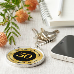 Handsome 50-årsjubileum Gifts for Make Rund Silverfärgad Nyckelring