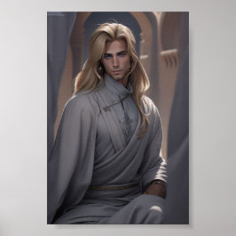 Handsome Arabian man with blond hair and blue ögon Poster