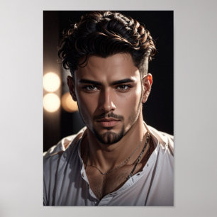 Handsome Arabiska man på mörkens bakgrund. Poster