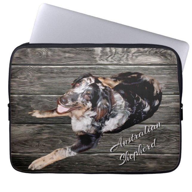 Handsome Australian shepherd Hund Electronics Bag Laptop Fodral (Framsidan)