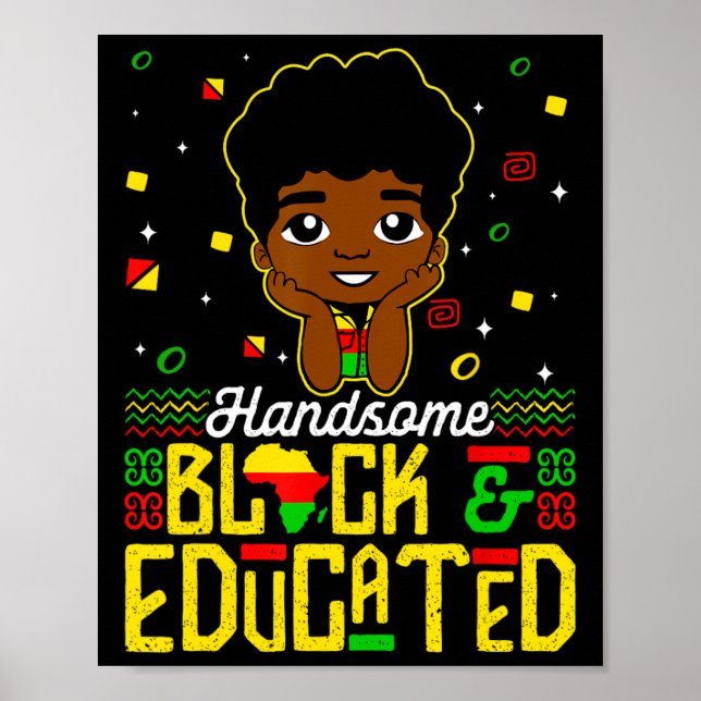 Handsome Black Educated Black History Kids Boys Ju Poster (Framsidan)