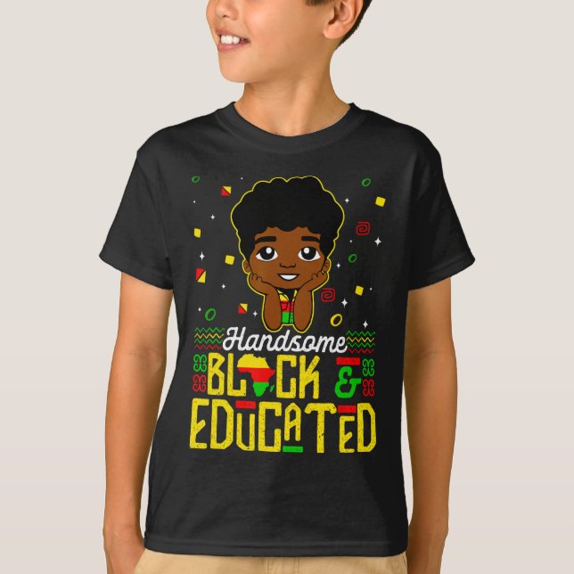 Handsome Black Educated Black History Kids Boys Ju T Shirt (Framsida)