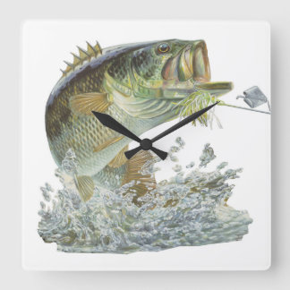 Handsome Borta Fishing Largemouth Bass Wall Clock Fyrkantig Klocka
