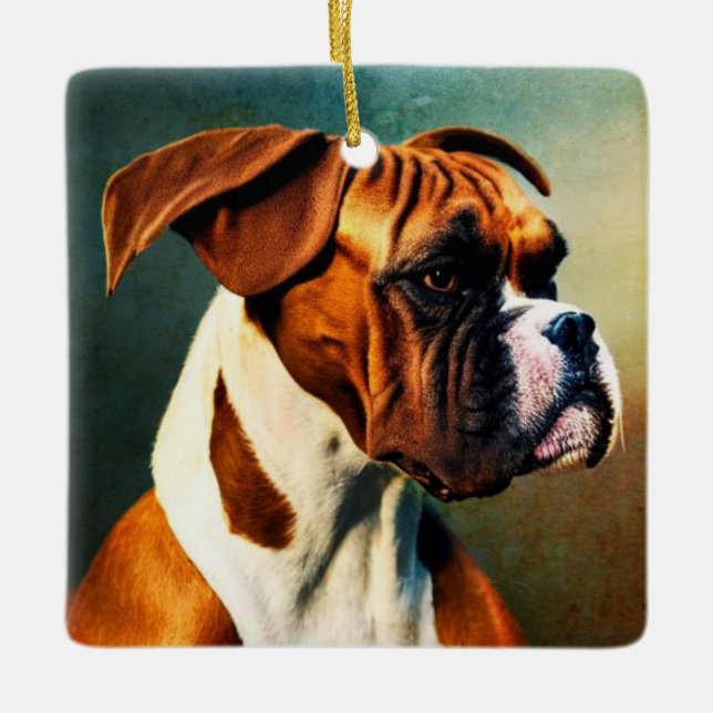 Handsome Boxer Julgransprydnad Keramik (Framsida)