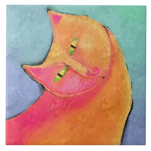 Handsome Boy Abstrakt Cat Painting Kakelplatta (Framsidan)