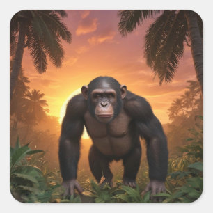 Handsome Chimp Fyrkantigt Klistermärke