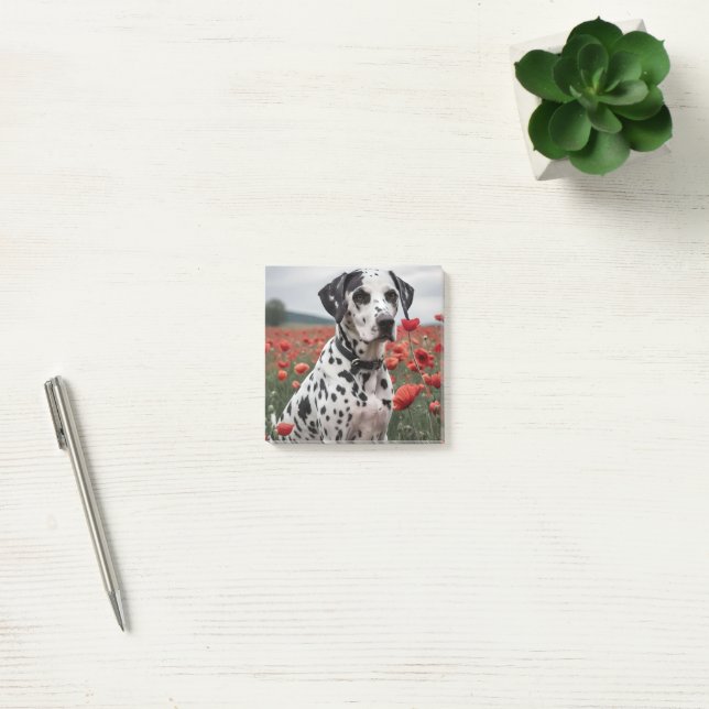 Handsome Dalformation Hund in the Poppy Fält, Post-it Block (Kontor)