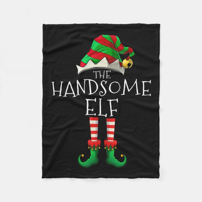 Handsome Elf-julfamiljen som matchar Julafton Gr Fleecefilt (Framsidan)