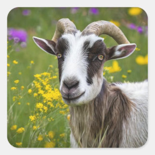 Handsome Goat Fyrkantigt Klistermärke