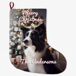 Handsome Gräns Collie och Julgran Red Stor Julstrumpa