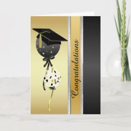 Handsome Guld and Black Balloons Studenten Card Kort