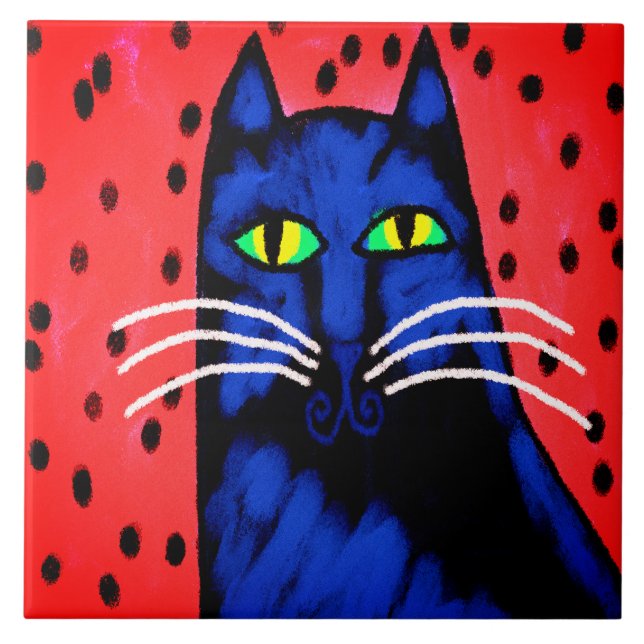 Handsome Guy Abstrakt Cat Painting Kakelplatta (Framsidan)
