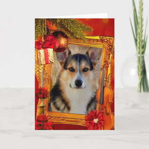 Handsome Helgdag Welsh Corgi med Ram Helgkort