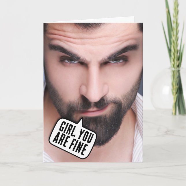 HANDSOME HUNK COMPLIMENTARY BIRTHDAY FOR HER CARD KORT (Framsida)